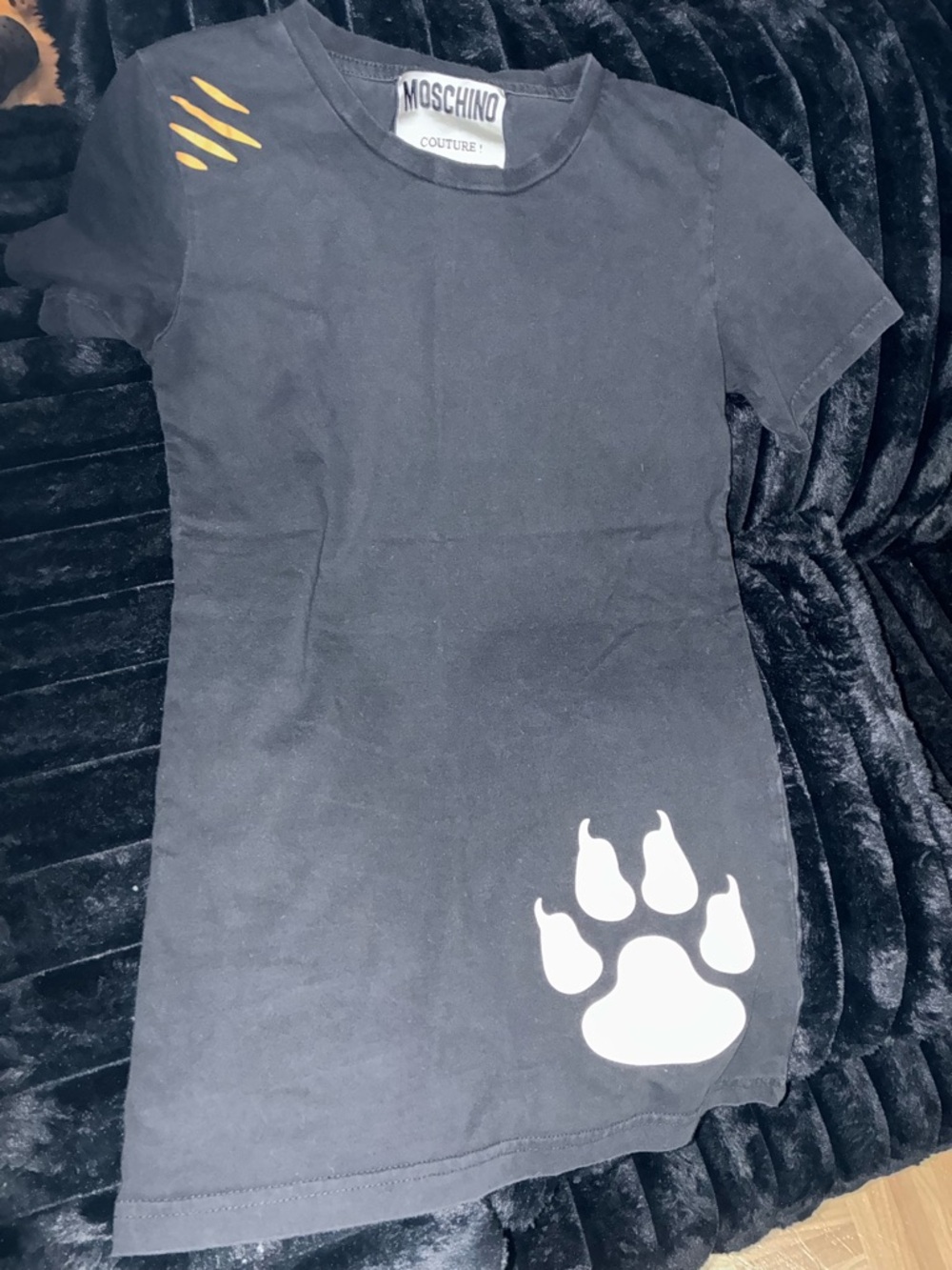 Moschino Gray-Black Logo Tee with Couture Tag - Picture 3 of 3